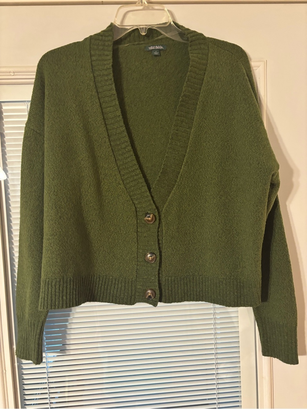 wild fable Olive Green V-Neck Button Cardigan